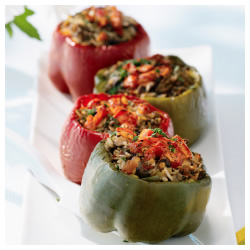 Bell peppers stuffed with vegetables and Liberté Yogurt 