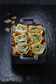 Spinach and Liberté cottage cheese lasagna roundels 