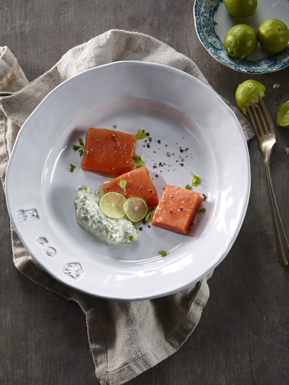 Liberté Sour Cream Smoked Salmon, with Green Apples and Tarragon 